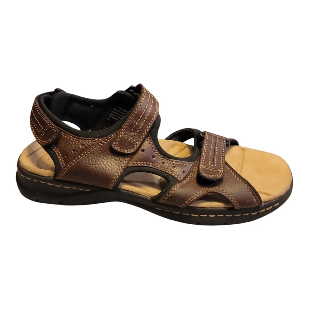 Dockers sandals brown leather H&L adjustable padded straps 11M mens soft insole